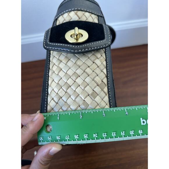 Vintage Y2K Coach 4419 Handbag Woven Straw Leather Trim Buckle Suede w/Turnlock - Picture 14 of 15